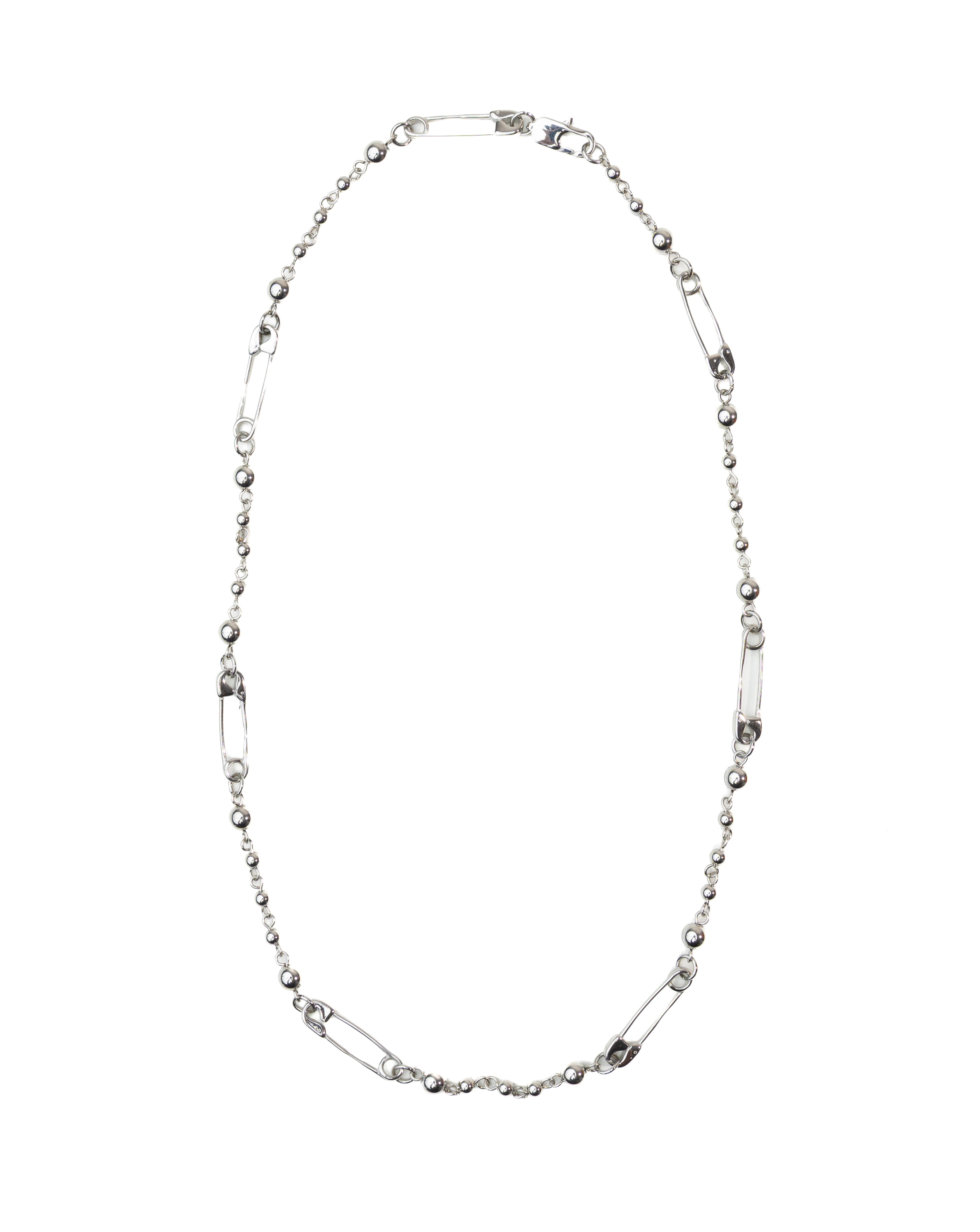 Safety Pin Necklace Silver