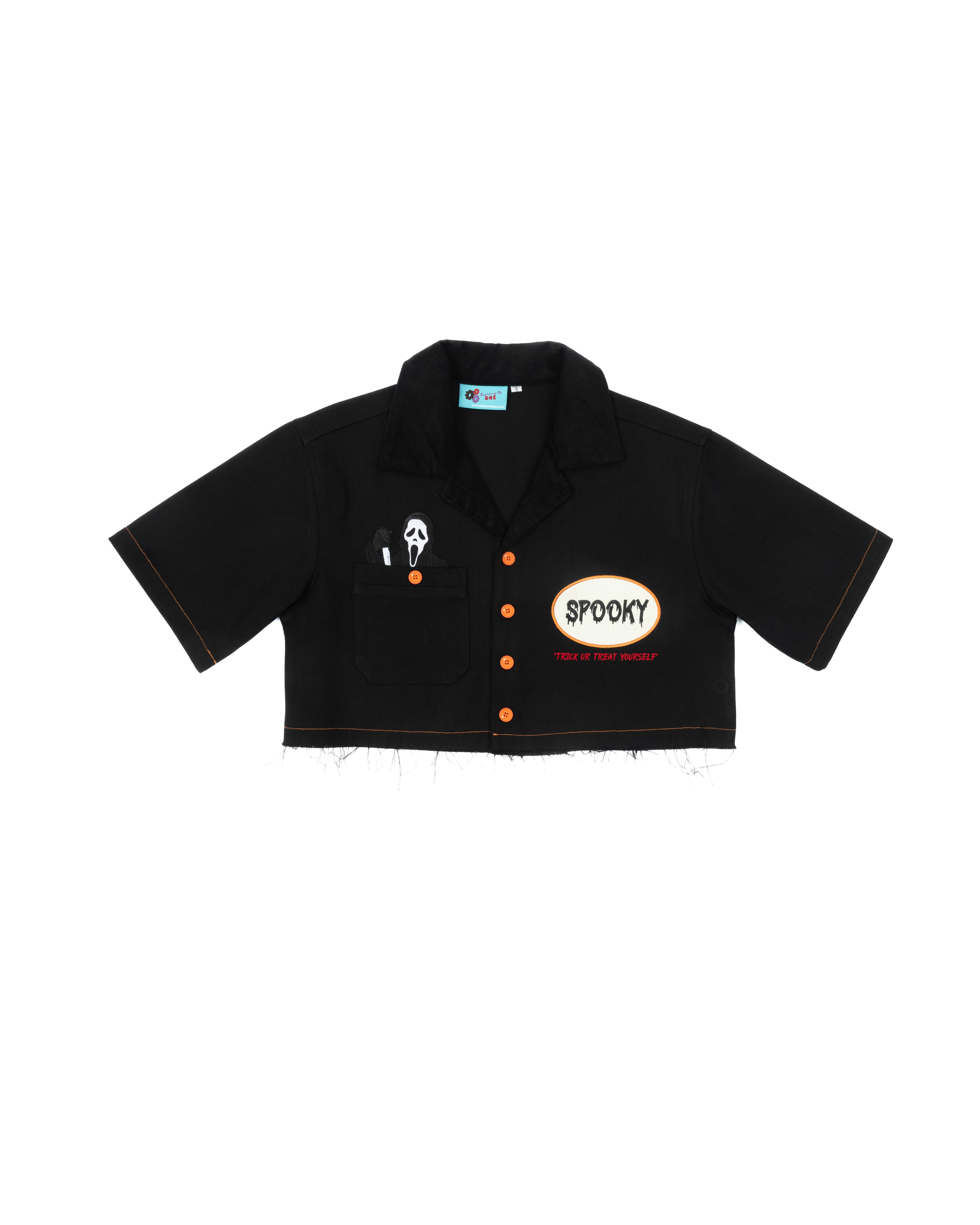 HALLOWEEN SCARY HOURS WORKSHIRT ( CROPPED )