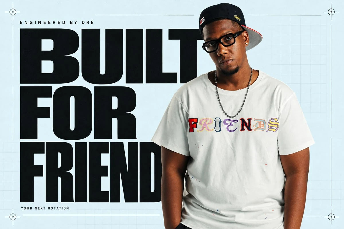 Model wearing the Vintage Friends Tee
